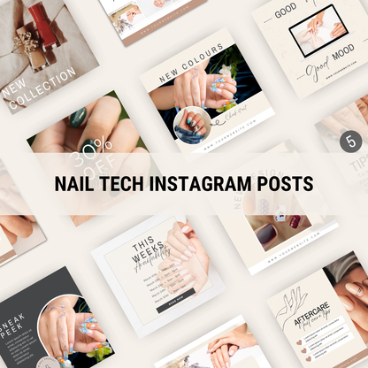 Nail Tech Business Instagram Posts, Nail Tech Price List Canva Template